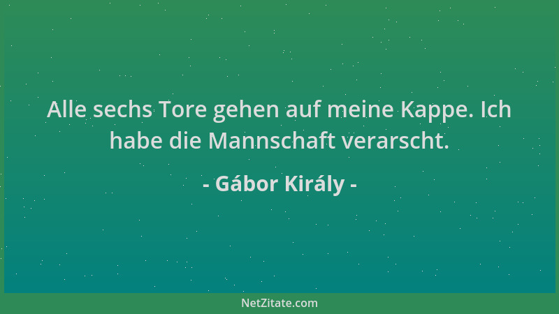 Gábor Király - Alle sechs Tore gehen auf meine Kappe. Ich habe die Mannschaft verarscht....