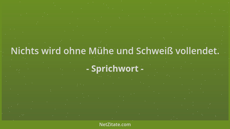 Sprichwort - Nichts wird ohne Mühe und Schweiß vollendet....