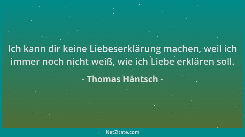 Thomas Häntsch - Ich kann dir keine Liebeserklärung machen, weil ich immer noch nicht weiß, wie ich Liebe erklären soll....