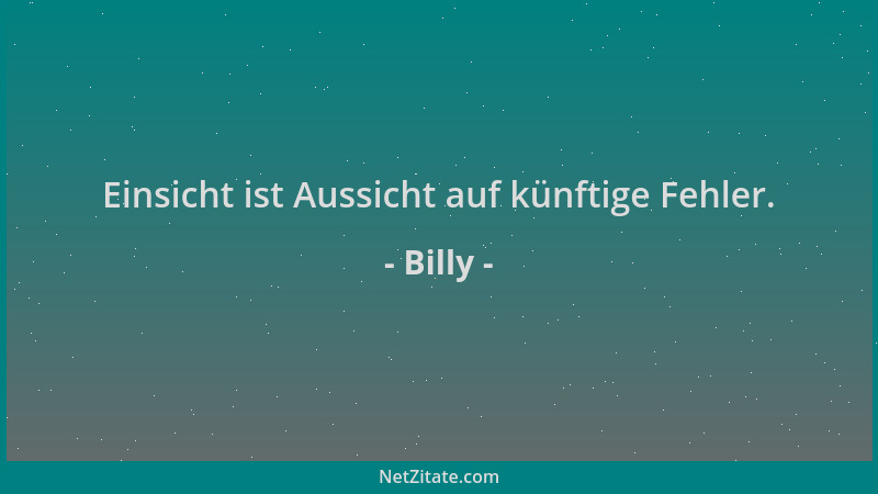 Billy - Einsicht ist Aussicht auf künftige Fehler....