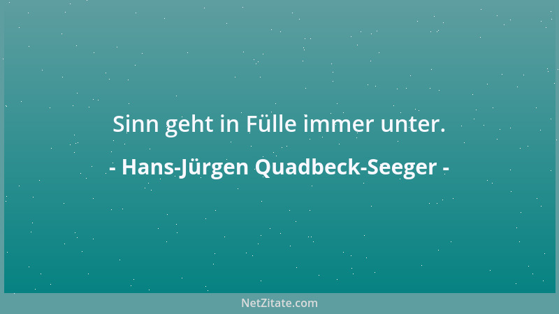Hans-Jürgen Quadbeck-Seeger - Sinn geht in Fülle immer unter....
