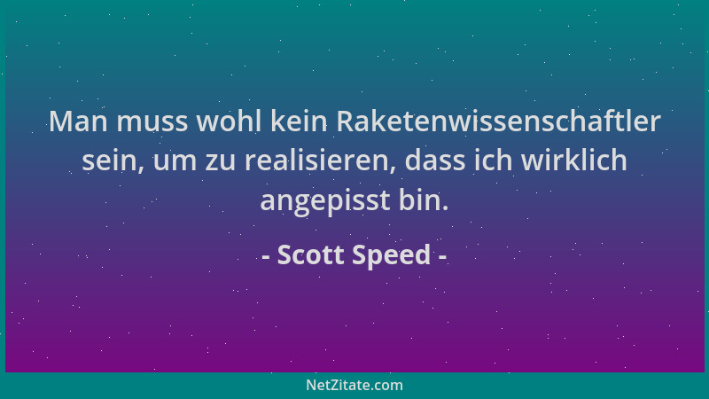Scott Speed - Man muss wohl kein Raketenwissenschaftler sein, um zu realisieren, dass ich wirklich angepisst bin....
