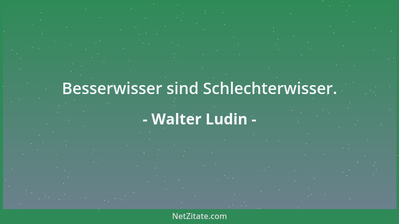 Walter Ludin - Besserwisser sind Schlechterwisser....