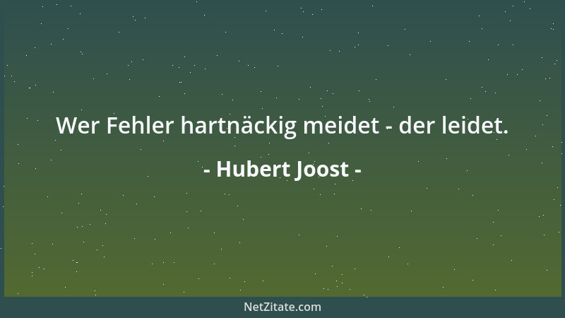 Hubert Joost - Wer Fehler hartnäckig meidet - der leidet....