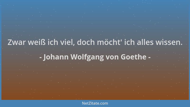 Johann Wolfgang von Goethe - Zwar weiß ich viel, doch möcht ' ich alles wissen....