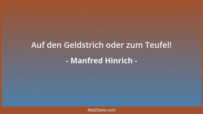 Manfred Hinrich - Auf den Geldstrich oder zum Teufel!...