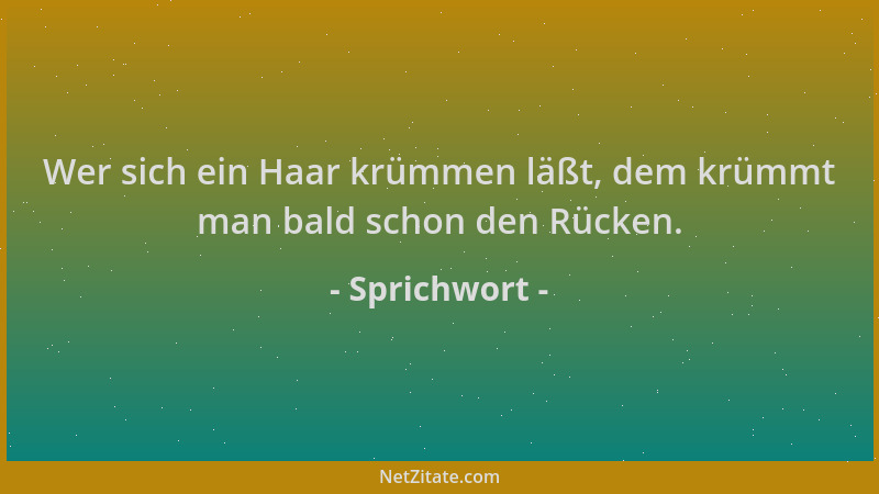 Sprichwort - Wer sich ein Haar krümmen läßt, dem krümmt man bald schon den Rücken....