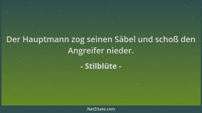 Stilblüte - Der Hauptmann zog seinen Säbel und schoß den Angreifer nieder....