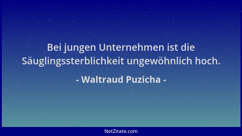 Waltraud Puzicha - Bei jungen Unternehmen ist die Säuglingssterblichkeit ungewöhnlich hoch....