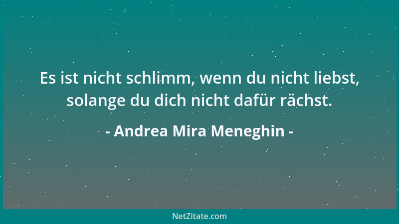 Andrea Mira Meneghin - Es ist nicht schlimm, wenn du nicht liebst, solange du dich nicht dafür rächst....