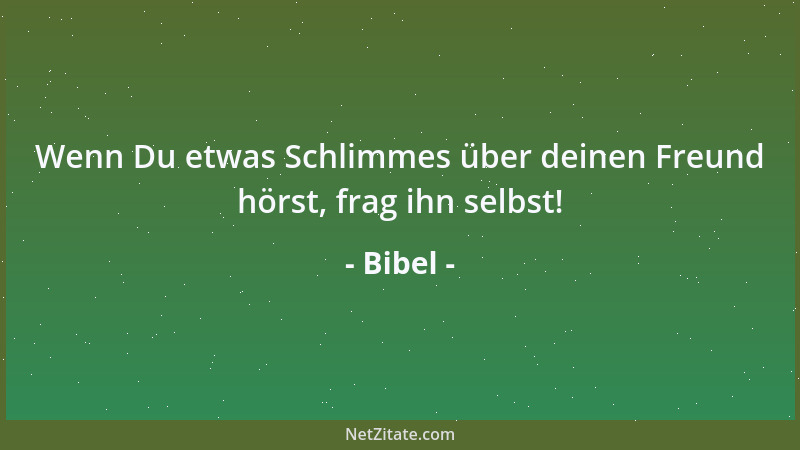 Bibel - Wenn Du etwas Schlimmes über deinen Freund hörst, frag ihn selbst!...