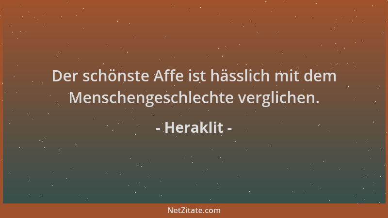 Heraklit - Der schönste Affe ist hässlich mit dem Menschengeschlechte verglichen....