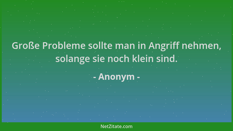 Anonym - Große Probleme sollte man in Angriff nehmen, solange sie noch klein sind....