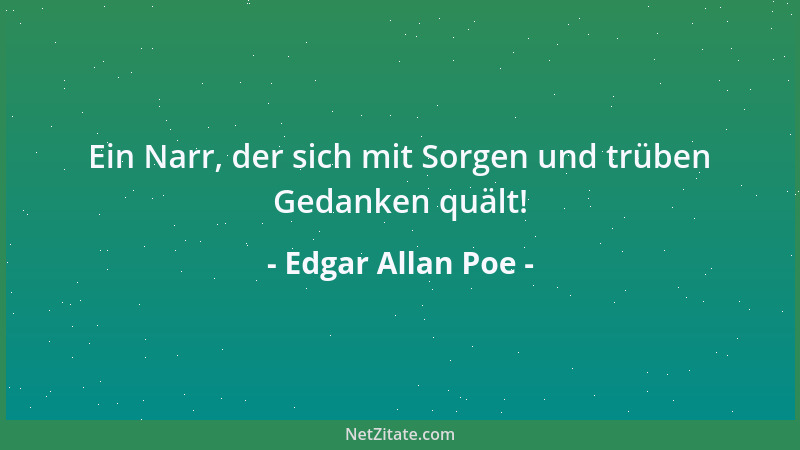 Edgar Allan Poe - Ein Narr, der sich mit Sorgen und trüben Gedanken quält!...