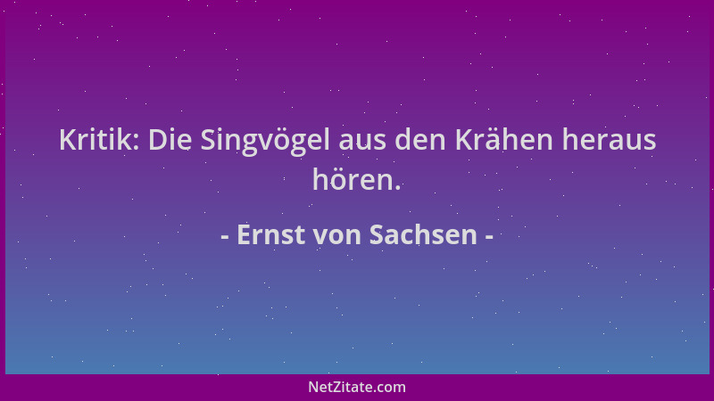 Ernst von Sachsen - Kritik: Die Singvögel aus den Krähen heraus hören....