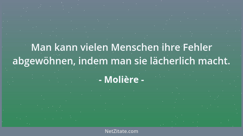 Molière - Man kann vielen Menschen ihre Fehler abgewöhnen, indem man sie lächerlich macht....