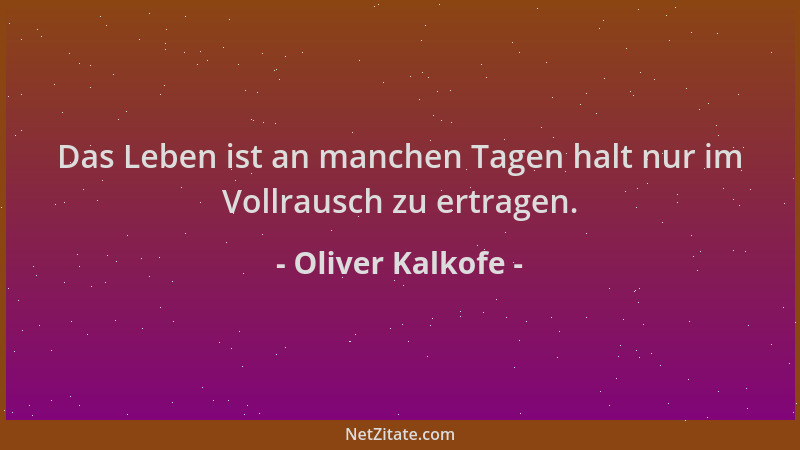 Oliver Kalkofe - Das Leben ist an manchen Tagen halt nur im Vollrausch zu ertragen....