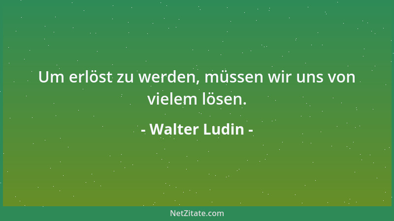 Walter Ludin - Um erlöst zu werden, müssen wir uns von vielem lösen....