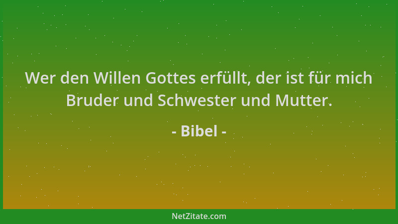 Bibel - Wer den Willen Gottes erfüllt, der ist für mich Bruder und Schwester und Mutter....