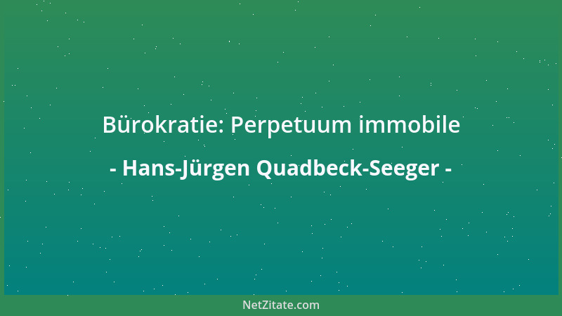 Hans-Jürgen Quadbeck-Seeger - Bürokratie: Perpetuum immobile...