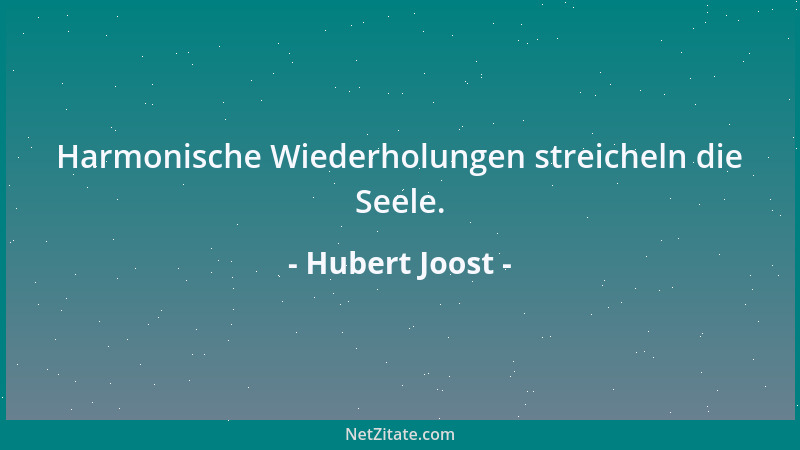 Hubert Joost - Harmonische Wiederholungen streicheln die Seele....