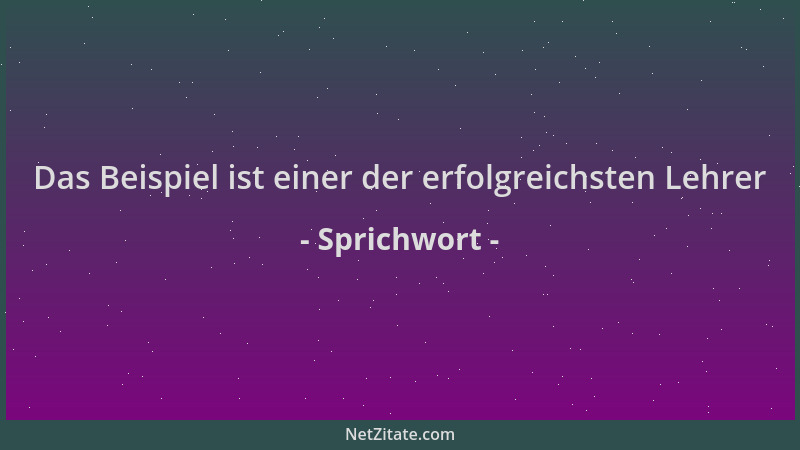 Sprichwort - Das Beispiel ist einer der erfolgreichsten Lehrer...