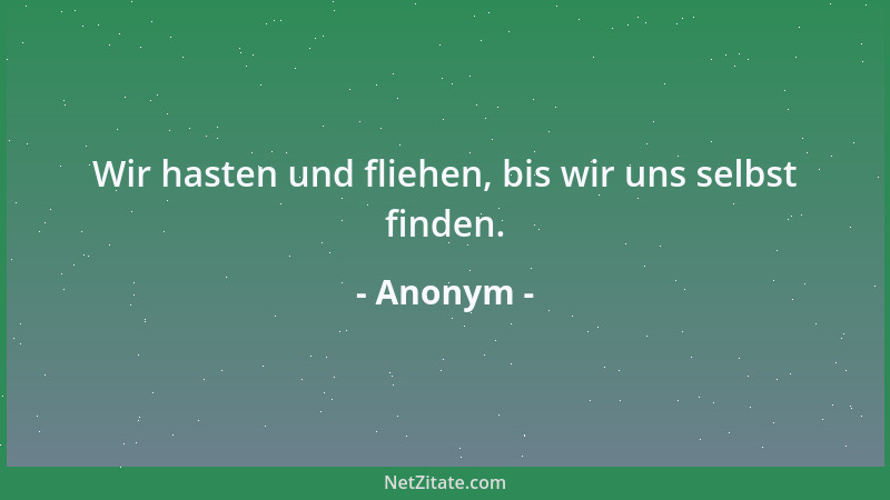 Anonym - Wir hasten und fliehen, bis wir uns selbst finden....