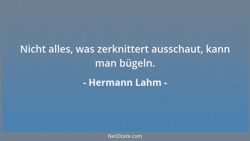 Hermann Lahm - Nicht alles, was zerknittert ausschaut, kann man bügeln....