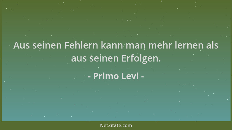 Primo Levi - Aus seinen Fehlern kann man mehr lernen als aus seinen Erfolgen....