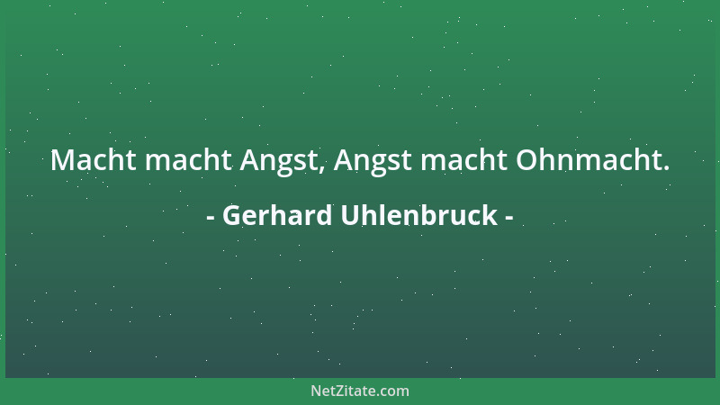 Gerhard Uhlenbruck - Macht macht Angst, Angst macht Ohnmacht....