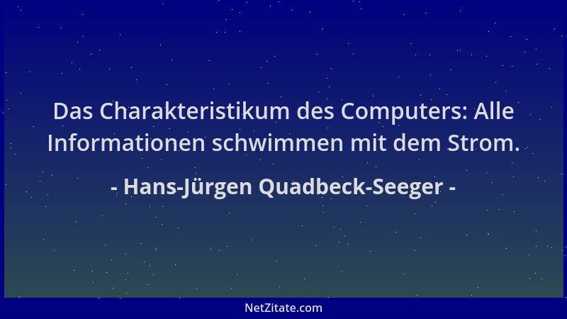 Hans-Jürgen Quadbeck-Seeger - Das Charakteristikum des Computers: Alle Informationen schwimmen mit dem Strom....