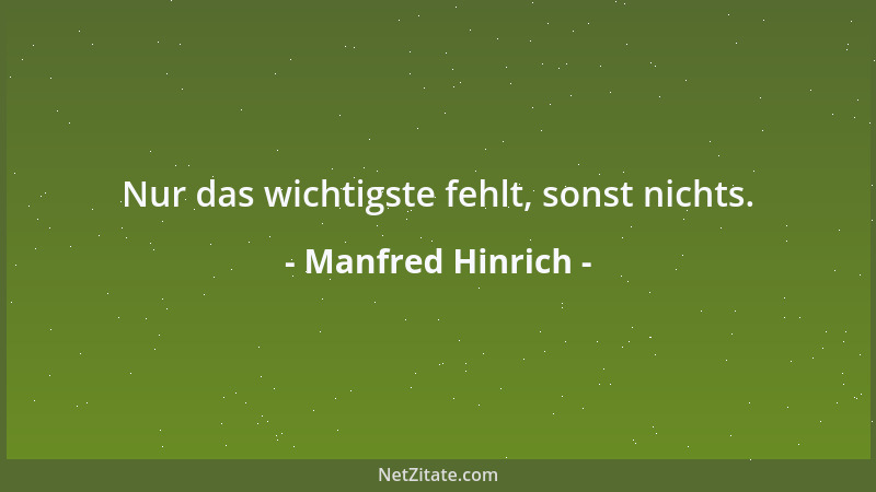 Manfred Hinrich - Nur das wichtigste fehlt, sonst nichts....