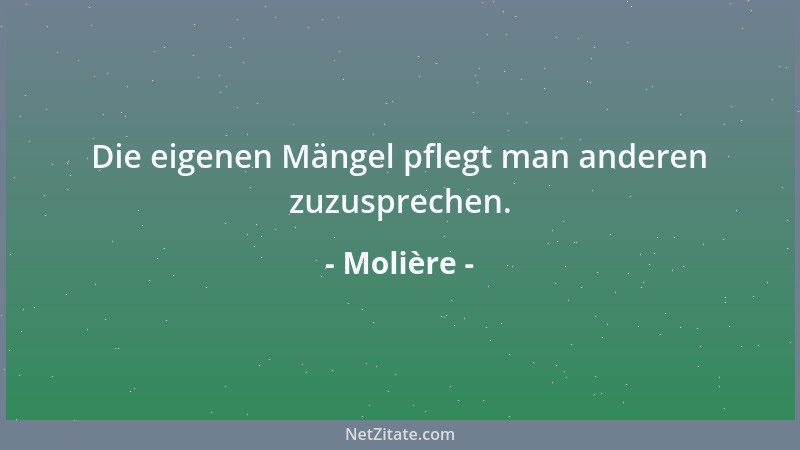 Molière - Die eigenen Mängel pflegt man anderen zuzusprechen....