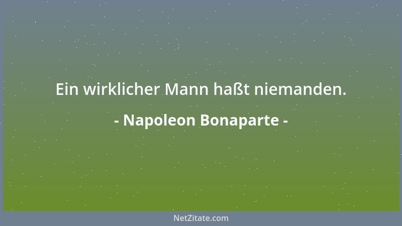 Napoleon Bonaparte - Ein wirklicher Mann haßt niemanden....