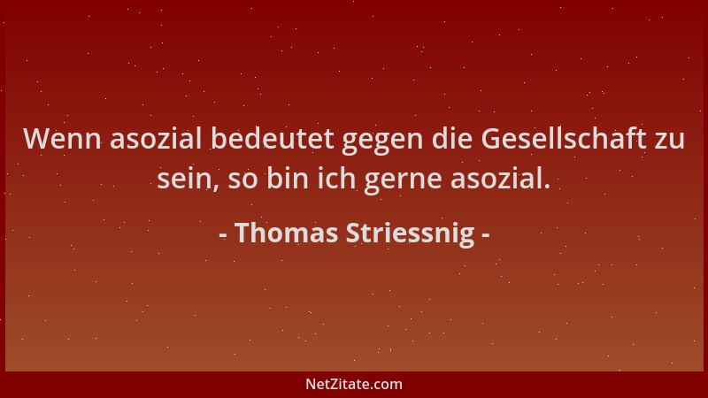 Thomas Striessnig - Wenn asozial bedeutet gegen die Gesellschaft zu sein, so bin ich gerne asozial....