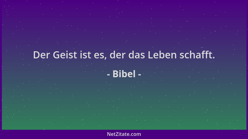 Bibel - Der Geist ist es, der das Leben schafft....