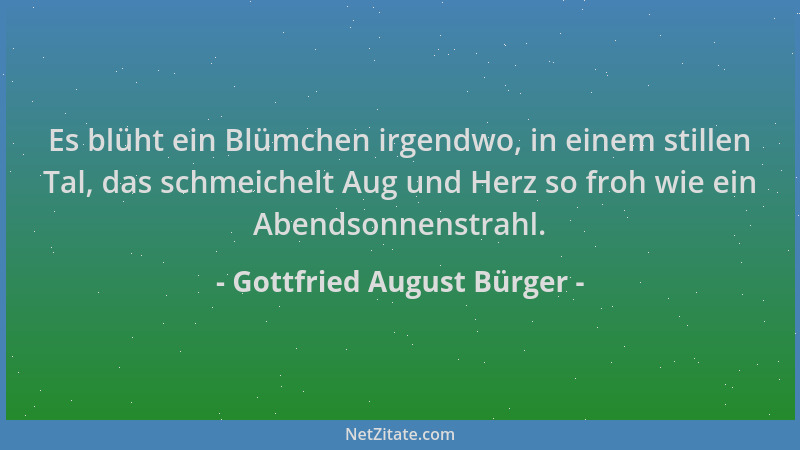 Gottfried August Bürger - Es blüht ein Blümchen irgendwo, in einem stillen Tal, das schmeichelt Aug und Herz so froh wie ei...