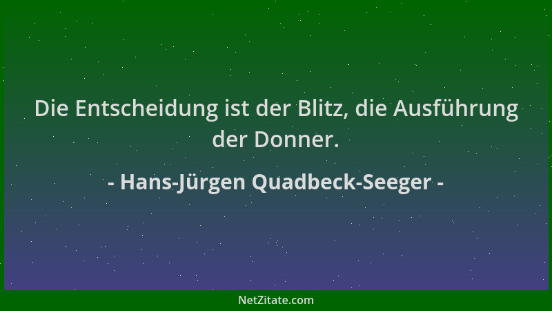 Hans-Jürgen Quadbeck-Seeger - Die Entscheidung ist der Blitz, die Ausführung der Donner....