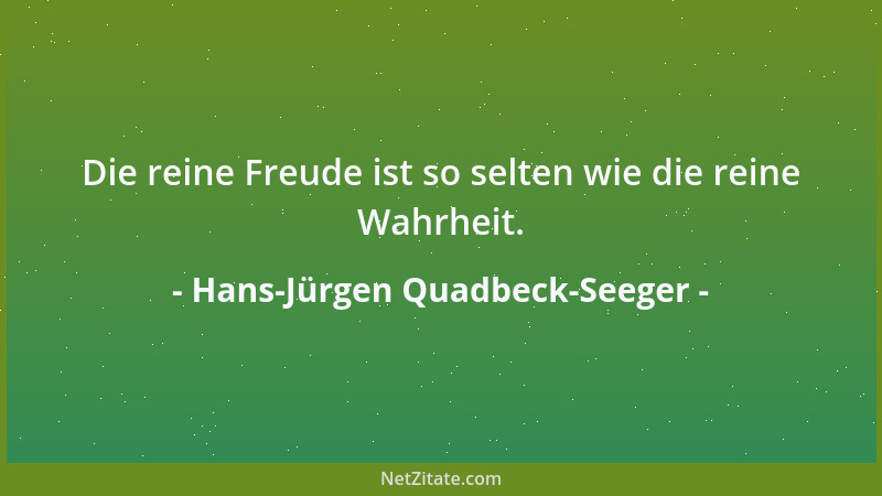 Hans-Jürgen Quadbeck-Seeger - Die reine Freude ist so selten wie die reine Wahrheit....