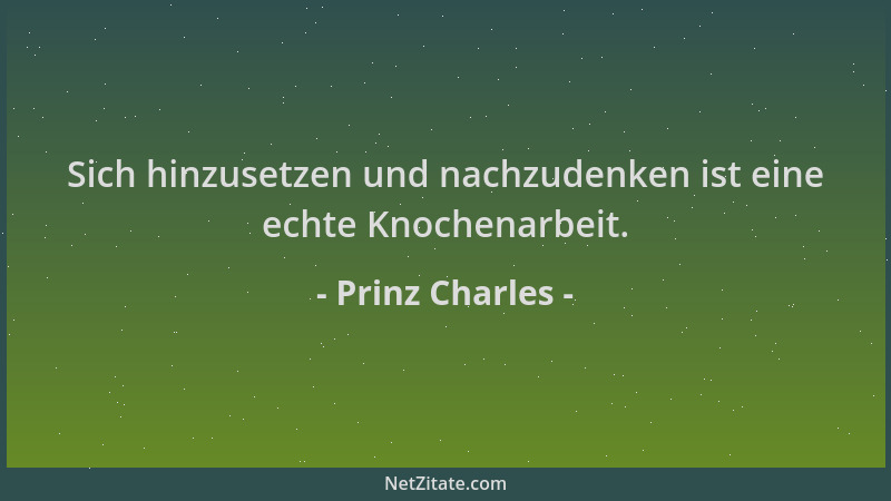 Prinz Charles - Sich hinzusetzen und nachzudenken ist eine echte Knochenarbeit....