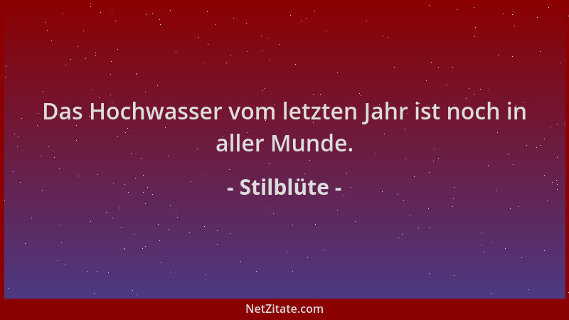 Stilblüte - Das Hochwasser vom letzten Jahr ist noch in aller Munde....