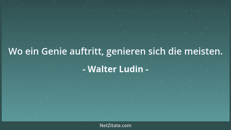 Walter Ludin - Wo ein Genie auftritt, genieren sich die meisten....