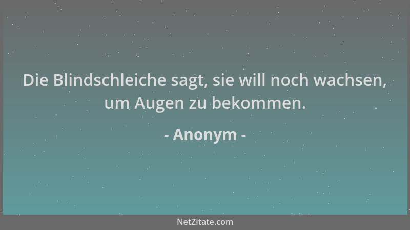 Anonym - Die Blindschleiche sagt, sie will noch wachsen, um Augen zu bekommen....
