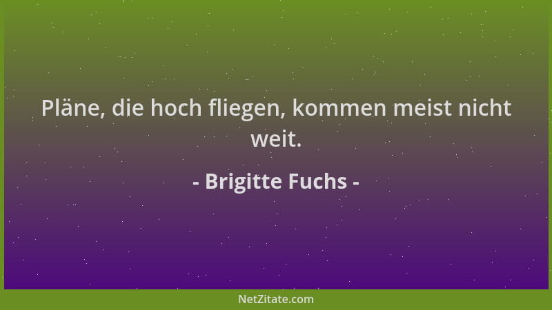 Brigitte Fuchs - Pläne, die hoch fliegen, kommen meist nicht weit....