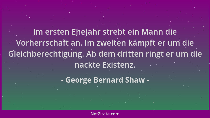 George Bernard Shaw - Im ersten Ehejahr strebt ein Mann die Vorherrschaft an. Im zweiten kämpft er um die Gleichberechtigun...