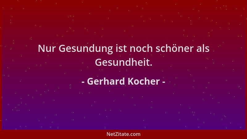 Gerhard Kocher - Nur Gesundung ist noch schöner als Gesundheit....