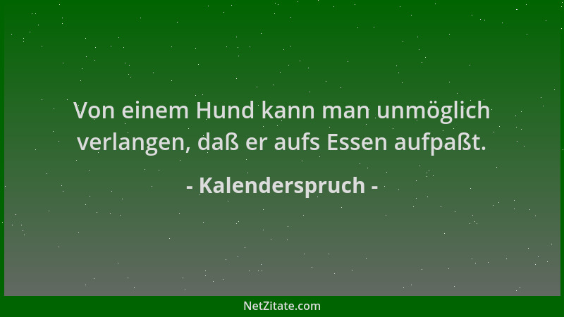 Kalenderspruch - Von einem Hund kann man unmöglich verlangen, daß er aufs Essen aufpaßt....