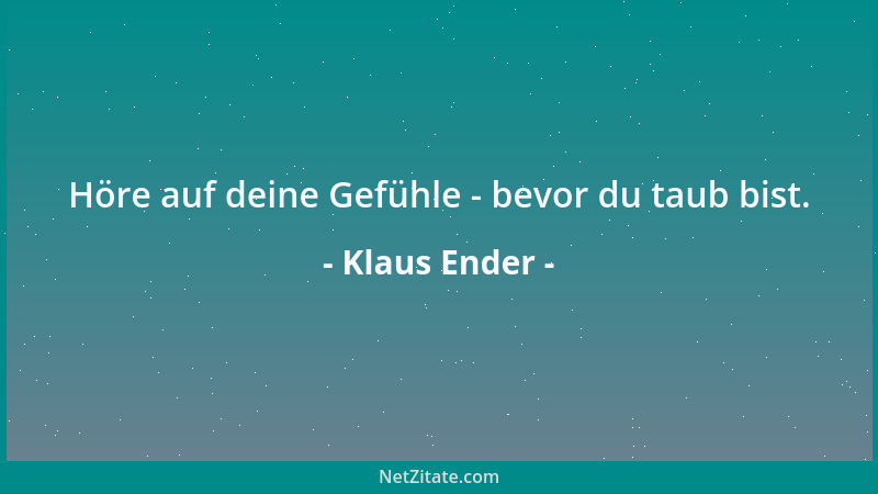 Klaus Ender - Höre auf deine Gefühle - bevor du taub bist....