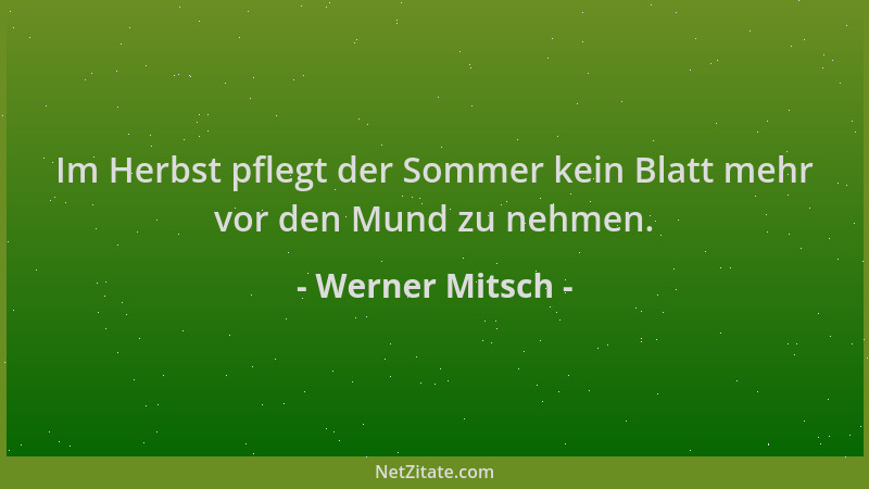 Werner Mitsch - Im Herbst pflegt der Sommer kein Blatt mehr vor den Mund zu nehmen....