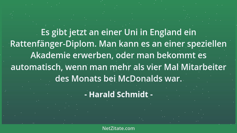 Harald Schmidt - Es gibt jetzt an einer Uni in England ein Rattenfänger-Diplom. Man kann es an einer speziellen Akademie er...